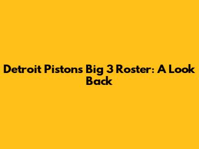 Detroit Pistons Big 3 Roster: A Look Back