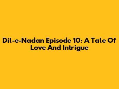 Dil-e-Nadan Episode 10: A Tale Of Love And Intrigue