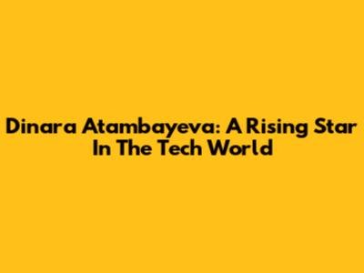 Dinara Atambayeva: A Rising Star In The Tech World