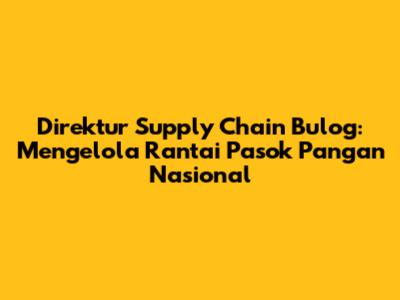 Direktur Supply Chain Bulog: Mengelola Rantai Pasok Pangan Nasional