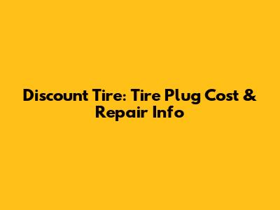 Discount Tire: Tire Plug Cost & Repair Info