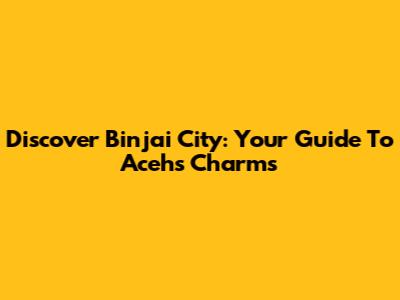 Discover Binjai City: Your Guide To Aceh's Charms