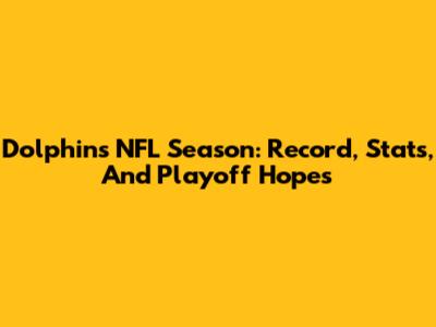 Dolphins' NFL Season: Record, Stats, And Playoff Hopes