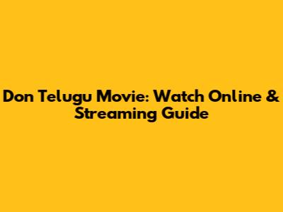 Don Telugu Movie: Watch Online & Streaming Guide