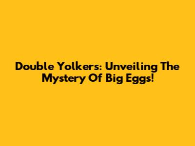 Double Yolkers: Unveiling The Mystery Of Big Eggs!