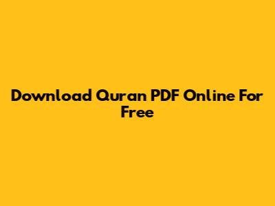 Download Quran PDF Online For Free