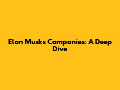 Elon Musk's Companies: A Deep Dive