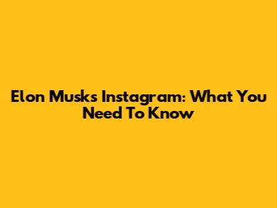Elon Musk's Instagram: What You Need To Know