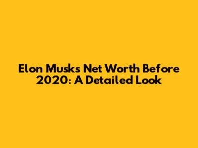 Elon Musk's Net Worth Before 2020: A Detailed Look