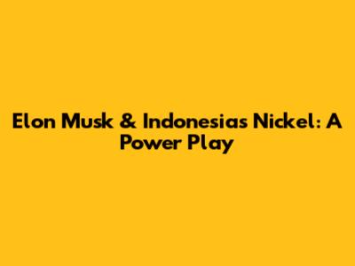 Elon Musk & Indonesia's Nickel: A Power Play