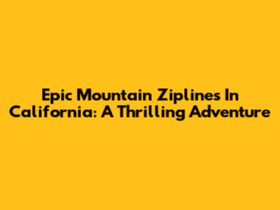 Epic Mountain Ziplines In California: A Thrilling Adventure