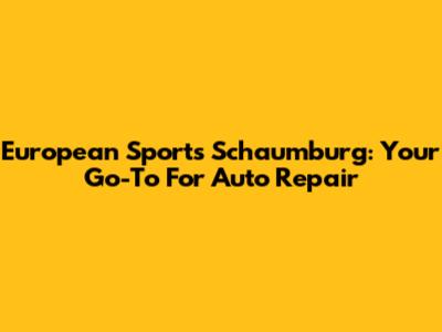 European Sports Schaumburg: Your Go-To For Auto Repair