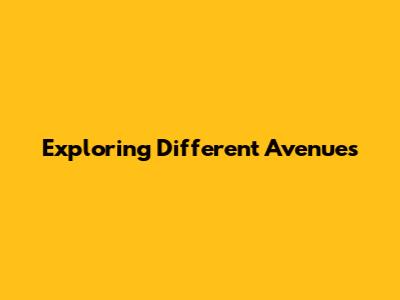 Exploring Different Avenues