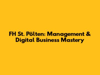 FH St. Pölten: Management & Digital Business Mastery