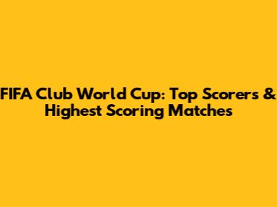 FIFA Club World Cup: Top Scorers & Highest Scoring Matches