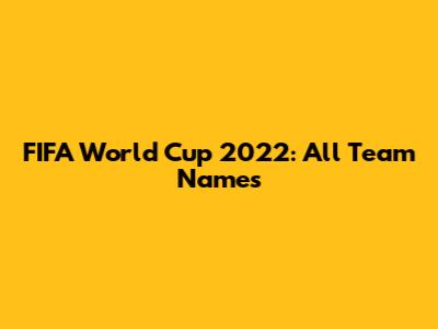 FIFA World Cup 2022: All Team Names