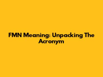 FMN Meaning: Unpacking The Acronym