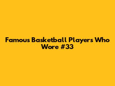 Famous Basketball Players Who Wore #33