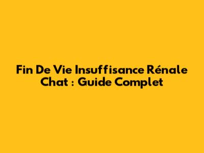 Fin De Vie Insuffisance Rénale Chat : Guide Complet