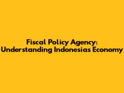 Fiscal Policy Agency: Understanding Indonesia's Economy
