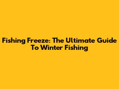 Fishing Freeze: The Ultimate Guide To Winter Fishing
