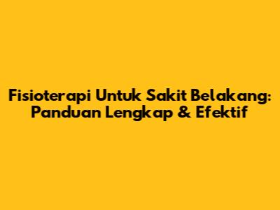 Fisioterapi Untuk Sakit Belakang: Panduan Lengkap & Efektif