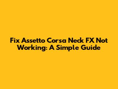 Fix Assetto Corsa Neck FX Not Working: A Simple Guide