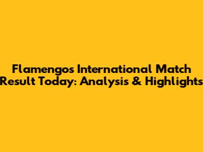Flamengo's International Match Result Today: Analysis & Highlights