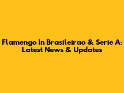Flamengo In Brasileirao & Serie A: Latest News & Updates