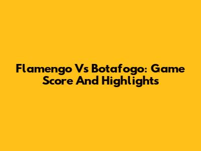 Flamengo Vs Botafogo: Game Score And Highlights