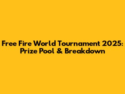 Free Fire World Tournament 2025: Prize Pool & Breakdown
