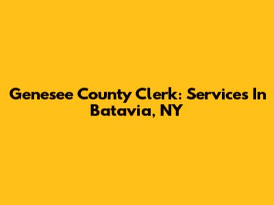 Genesee County Clerk: Services In Batavia, NY
