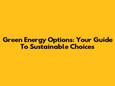 Green Energy Options: Your Guide To Sustainable Choices