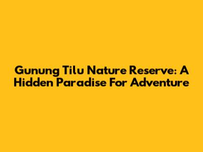 Gunung Tilu Nature Reserve: A Hidden Paradise For Adventure