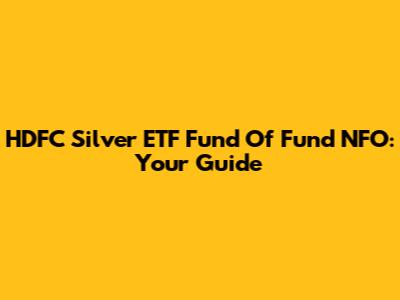 HDFC Silver ETF Fund Of Fund NFO: Your Guide