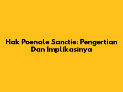 Hak Poenale Sanctie: Pengertian Dan Implikasinya