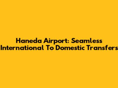 Haneda Airport: Seamless International To Domestic Transfers