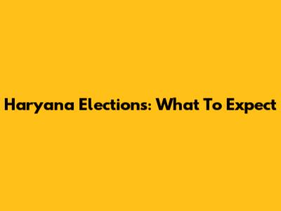 Haryana Elections: What To Expect