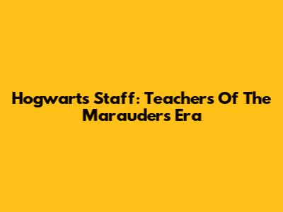 Hogwarts Staff: Teachers Of The Marauder's Era