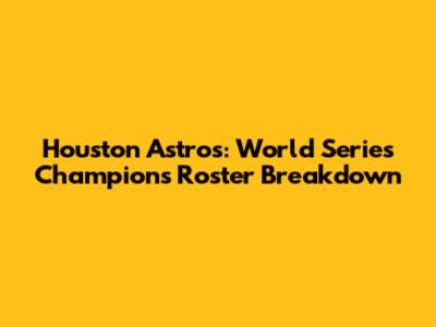 Houston Astros: World Series Champions Roster Breakdown