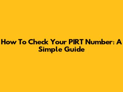 How To Check Your PIRT Number: A Simple Guide