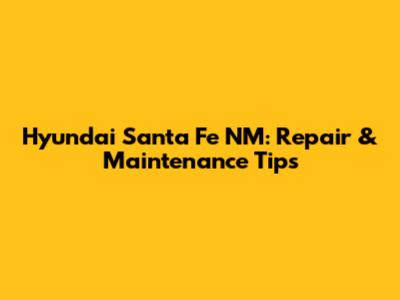 Hyundai Santa Fe NM: Repair & Maintenance Tips