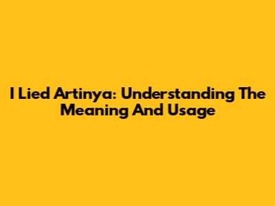 I Lied Artinya: Understanding The Meaning And Usage