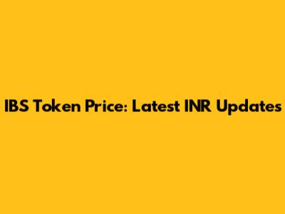 IBS Token Price: Latest INR Updates
