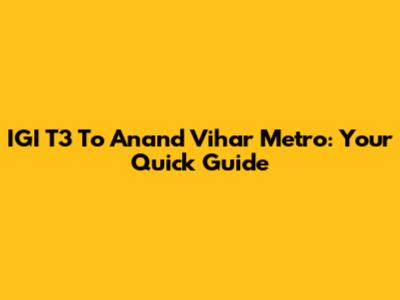 IGI T3 To Anand Vihar Metro: Your Quick Guide