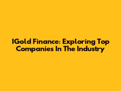 IGold Finance: Exploring Top Companies In The Industry