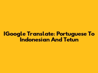 IGoogle Translate: Portuguese To Indonesian And Tetun