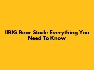 IIBIG Bear Stock: Everything You Need To Know