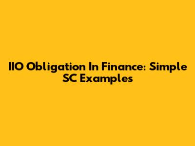 IIO Obligation In Finance: Simple SC Examples