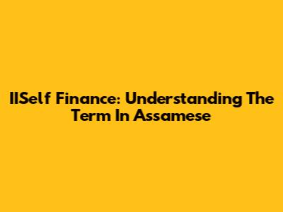 IISelf Finance: Understanding The Term In Assamese